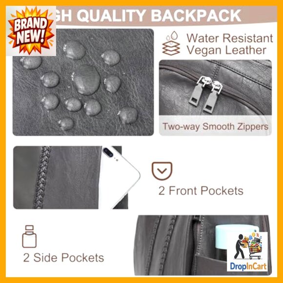 Vintage Weave PU Leather Anti-Theft Backpack Adjustable Shoulder Bag Stylish main image 7